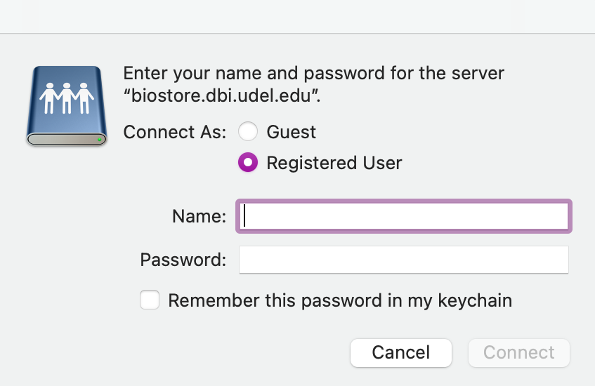 Enter username and password